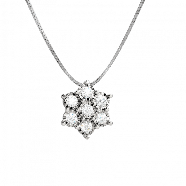 Armony collana con fiore in Oro bianco 18KT