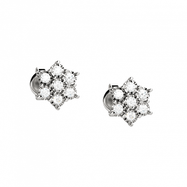 Armony orecchini con fiore in Oro bianco 18KT