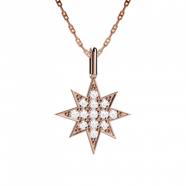 Symbols collana con pendente oro rosa 18KT e diamanti a forma di rosa dei venti