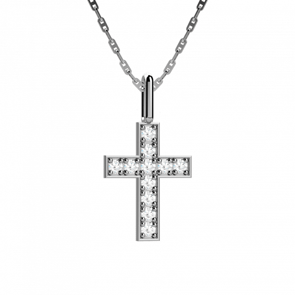 Symbols collana con pendente oro bianco 18KT e diamanti a forma di croce