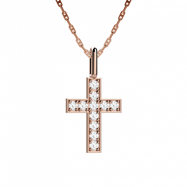Symbols collana con pendente oro rosa 18KT e diamanti a forma di croce