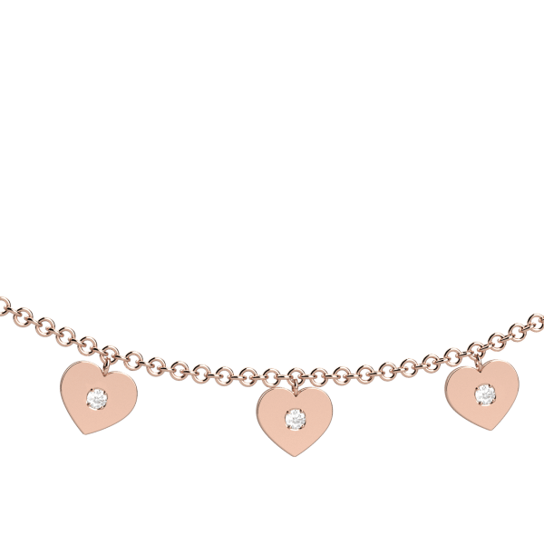 Heart multi-charm pendant necklace in gold and diamonds