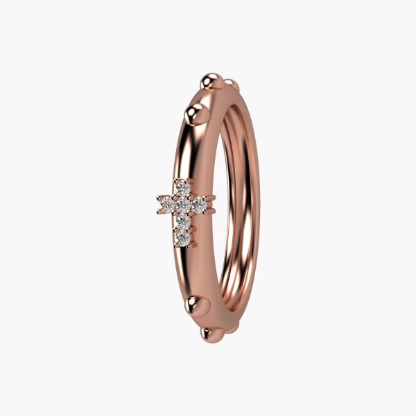 9KT rose gold band with Diamonds