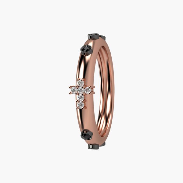 9KT white gold band with Diamonds and black Diamonds