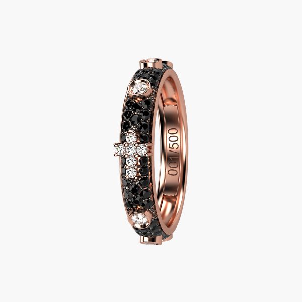9KT rose gold band with black Diamonds and Diamonds