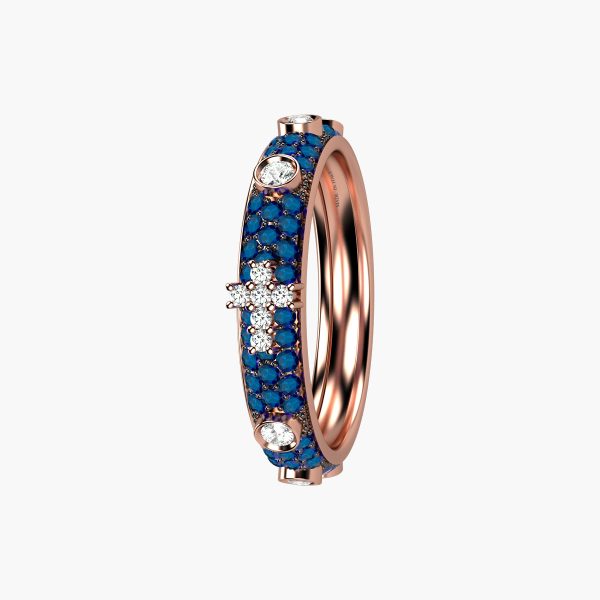 Fedina oro rosa 18KT Zaffiri e Diamanti