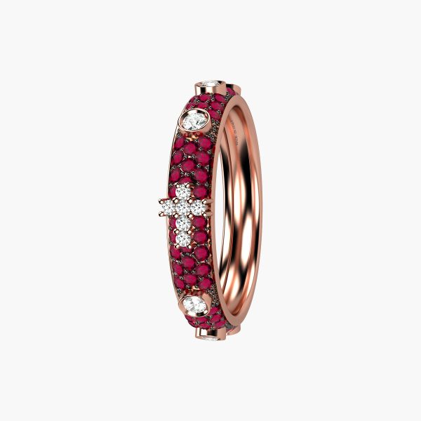 Fedina oro rosa 18KT Rubini e Diamanti