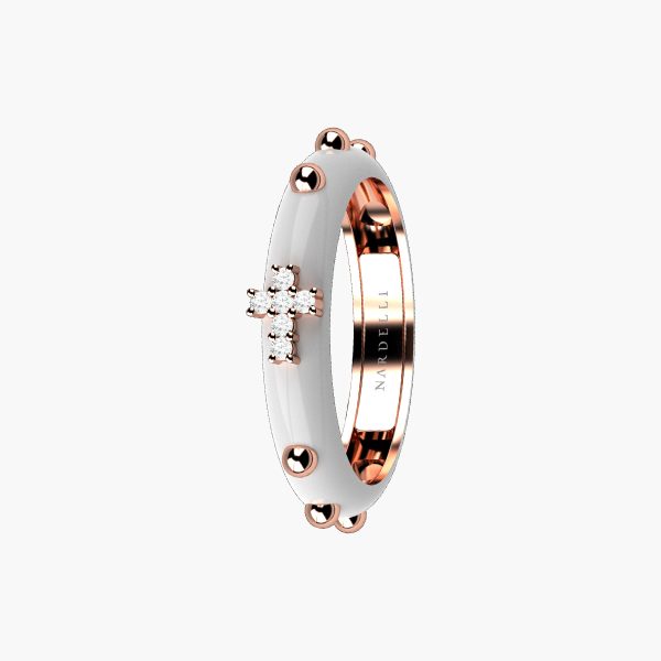 Fedina oro rosa 9KT smaltato bianco