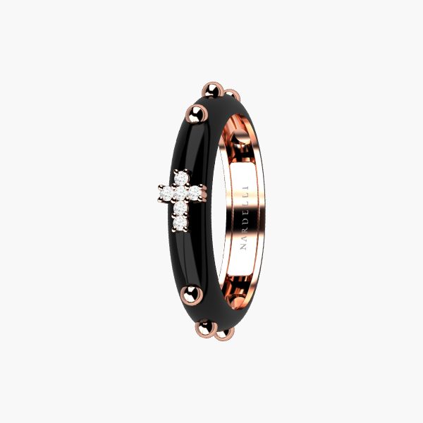 Fedina oro rosa 9KT smaltato nero