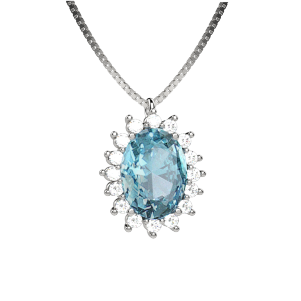 Pendente in oro bianco con acquamarine e diamanti