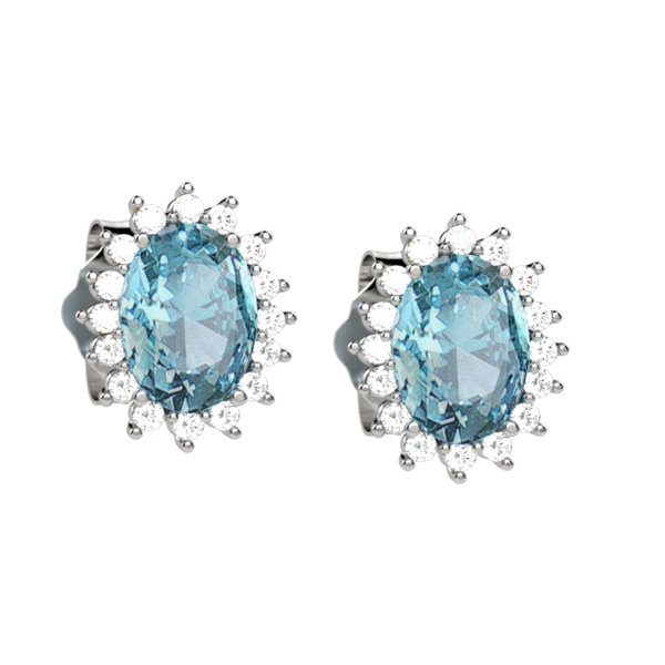 Orecchini in oro bianco con acquamarine e diamanti