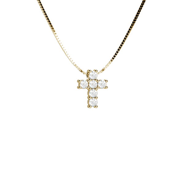 Pendente croce in oro giallo 18KT con diamanti