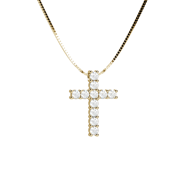 Pendente croce in oro giallo 18KT con diamanti