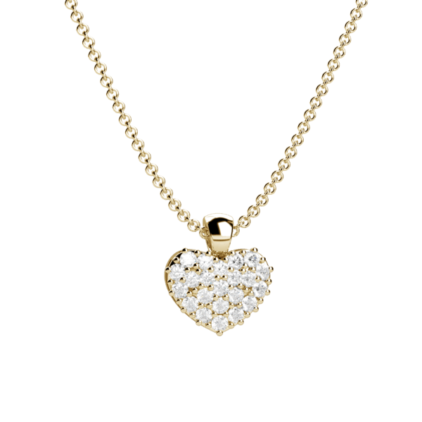Pendente cuore in oro giallo 18KT con pavé di diamanti