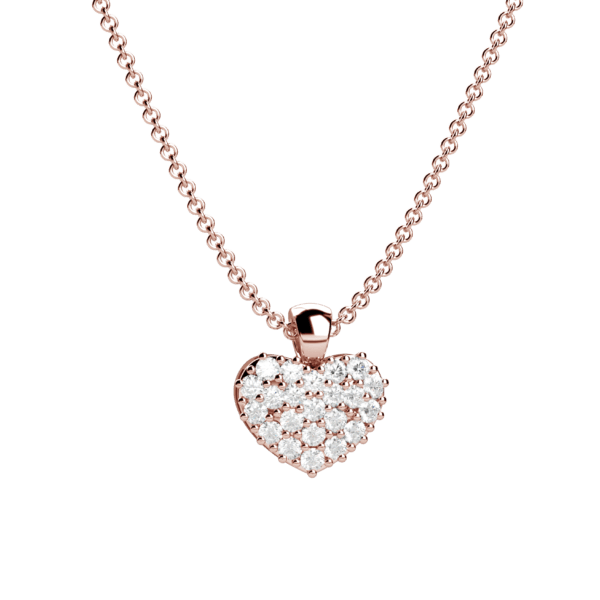Pendente cuore in oro rosa 18KT con pavé di diamanti
