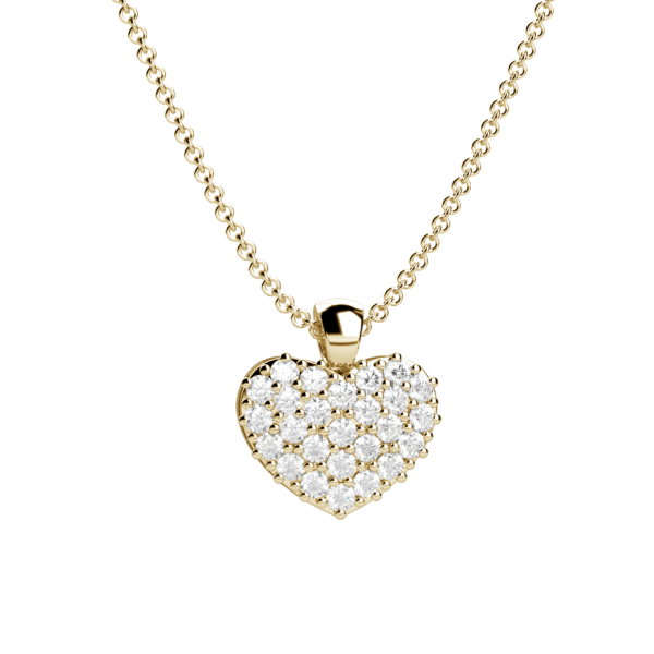 Pendente cuore in oro giallo 18KT con pavé di diamanti