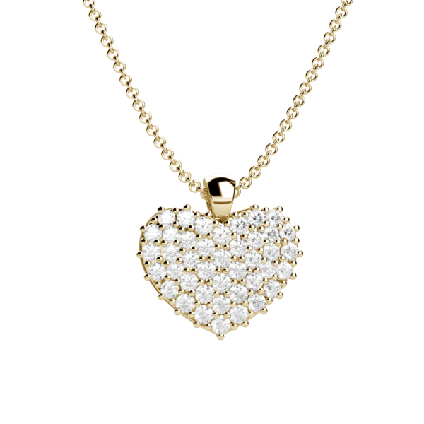 Pendente cuore in oro giallo 18KT con pavé di diamanti