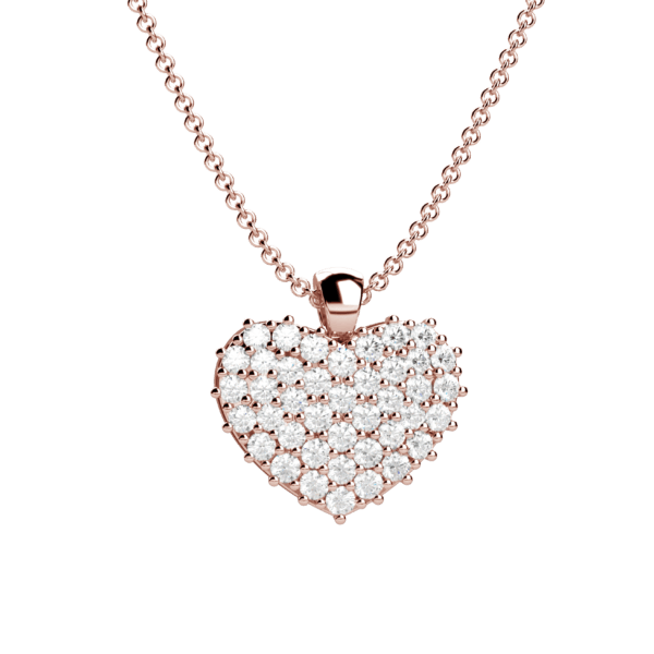 Pendente cuore in oro rosa 18KT con pavé di diamanti