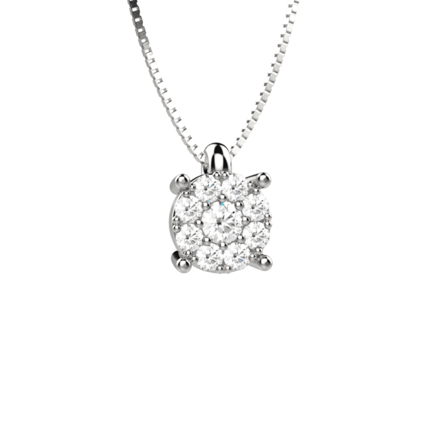 Pendente solitario in oro bianco 18KT con diamanti