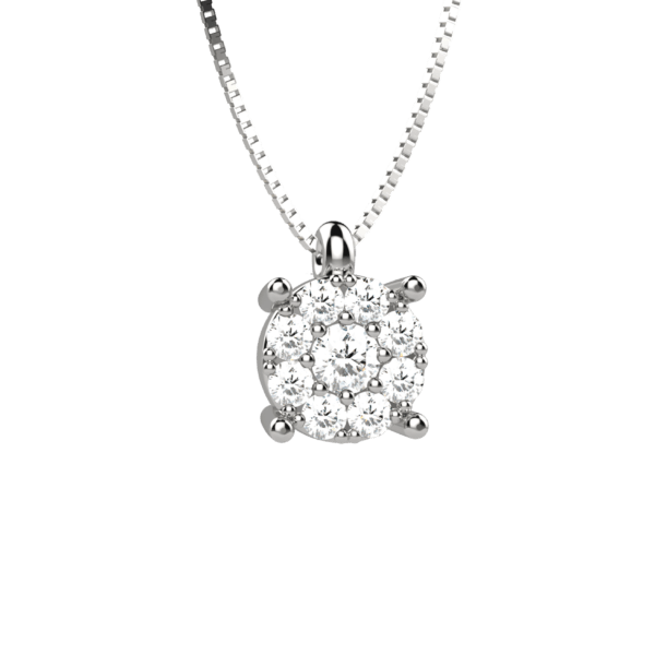 Pendente solitario in oro bianco 18KT con diamanti