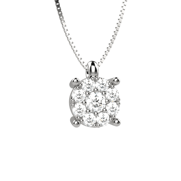 Pendente solitario in oro bianco 18KT con diamanti