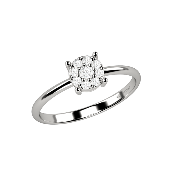 Anello solitario in oro bianco 18KT con diamanti