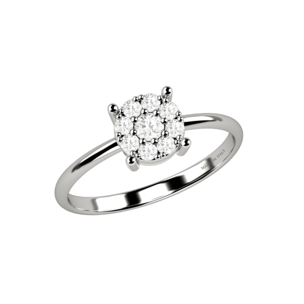 Anello solitario in oro bianco 18KT con diamanti