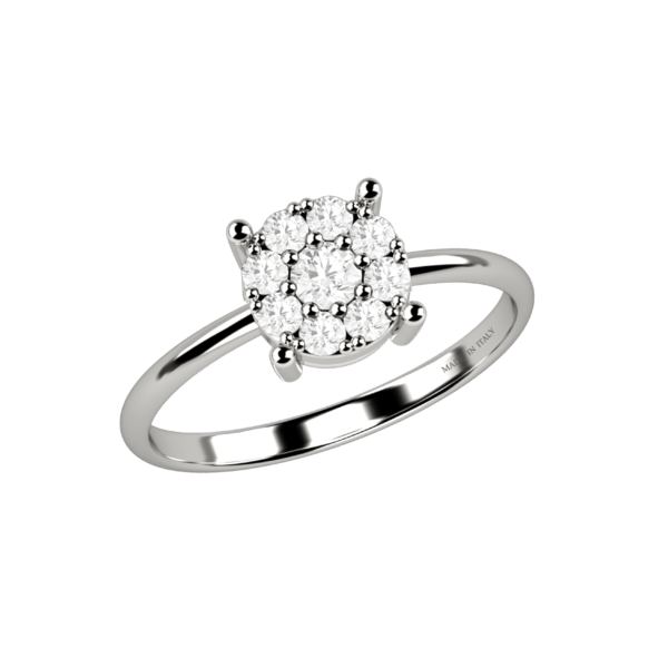 Anello solitario in oro bianco 18KT con diamanti