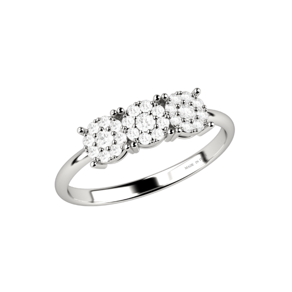 Anello trilogy in oro bianco 18KT con diamanti