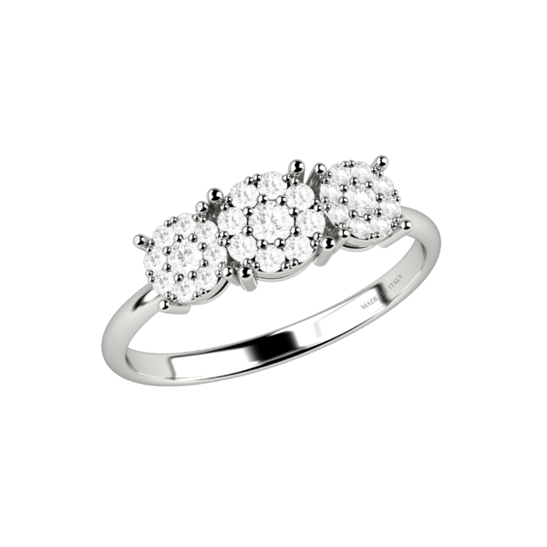 Anello trilogy in oro bianco 18KT con diamanti
