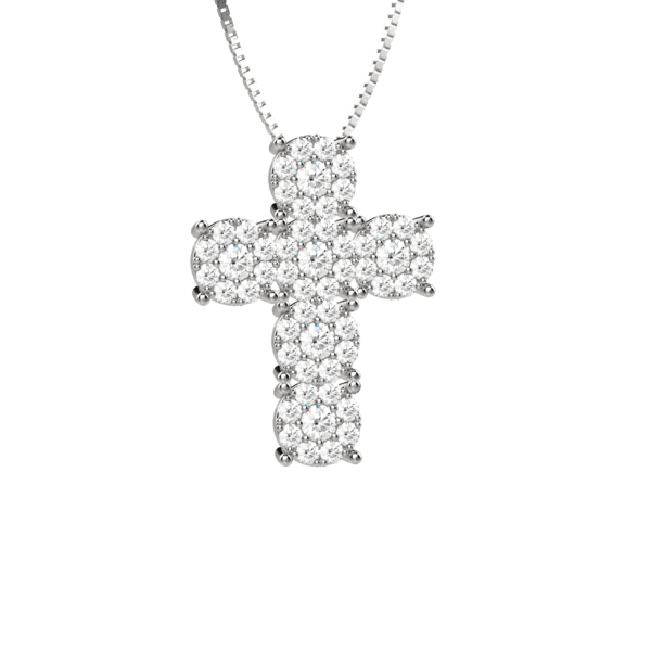 Pendente croce in oro bianco 18KT con diamanti