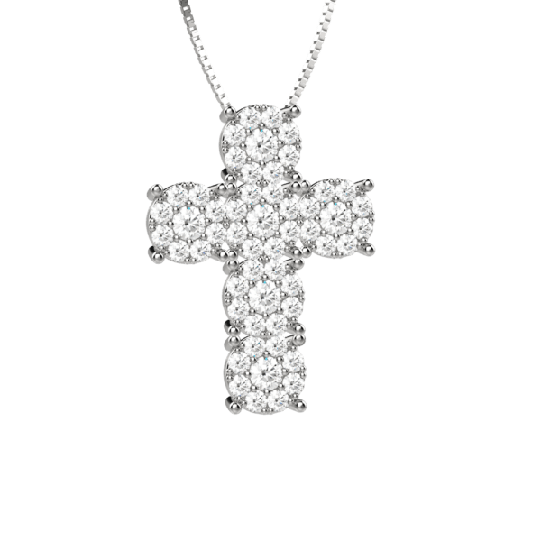 Pendente croce in oro bianco 18KT con diamanti