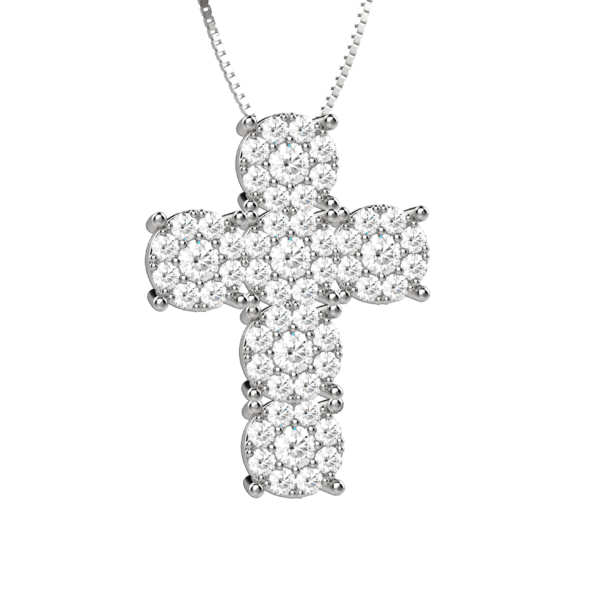 Pendente croce in oro bianco 18KT con diamanti