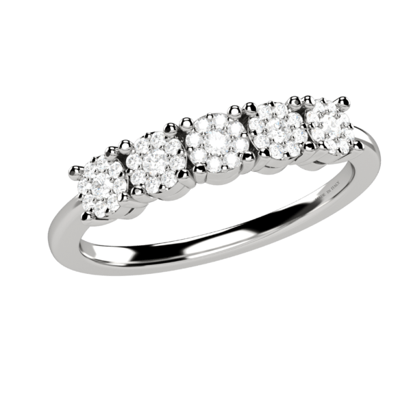 Anello veretta in oro bianco 18KT con diamanti