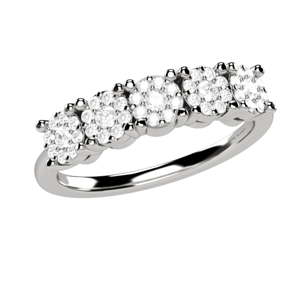 Anello veretta in oro bianco 18KT con diamanti