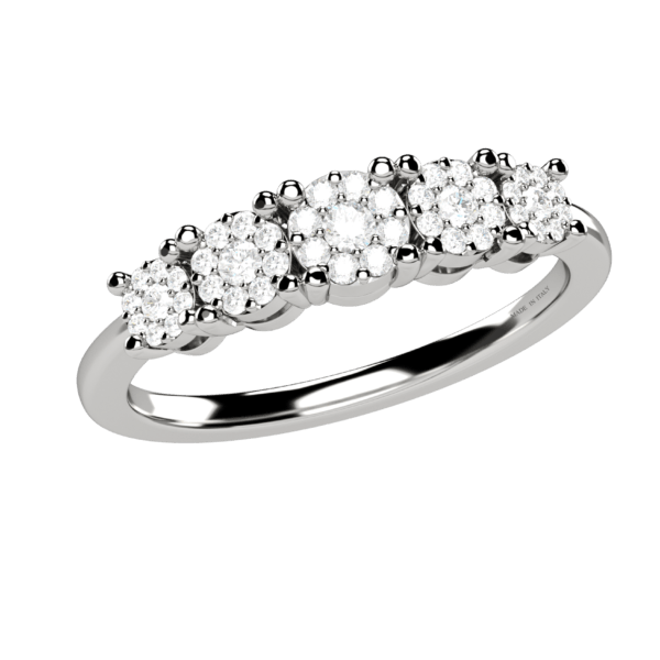 Anello veretta in oro bianco 18KT con diamanti