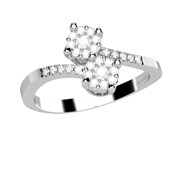 Anello contrariè in oro bianco 18KT con diamanti