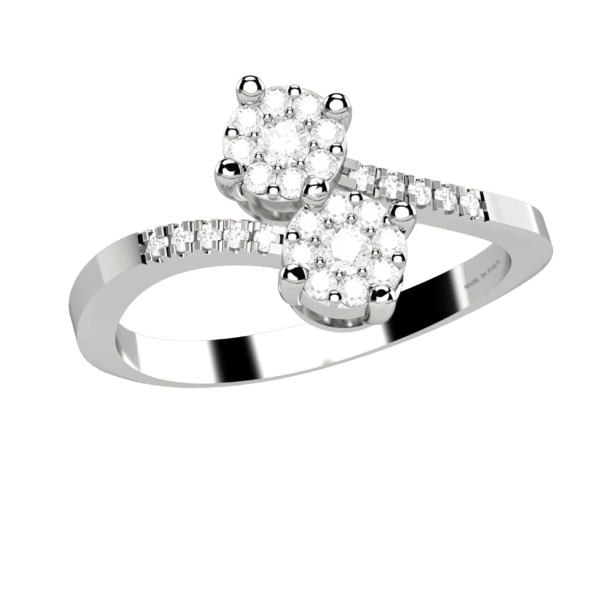 Anello contrariè in oro bianco 18KT con diamanti