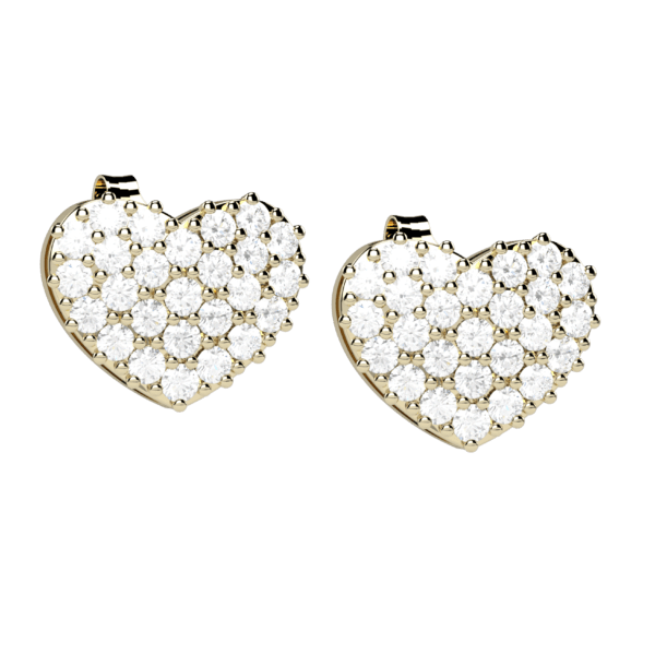 Orecchini cuore in oro giallo 18KT con pavé di diamanti
