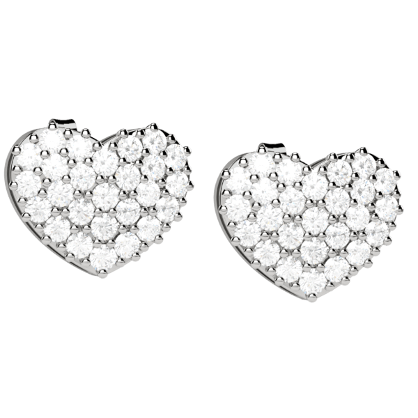 Orecchini cuore in oro bianco 18KT con pavé di diamanti