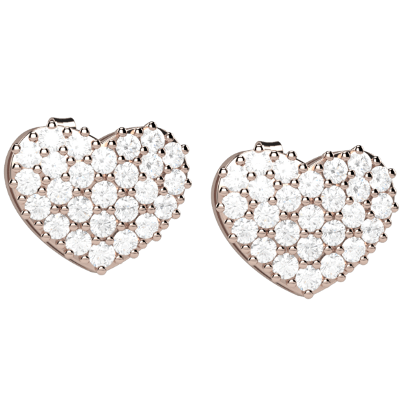 Orecchini cuore in oro rosa 18KT con pavé di diamanti