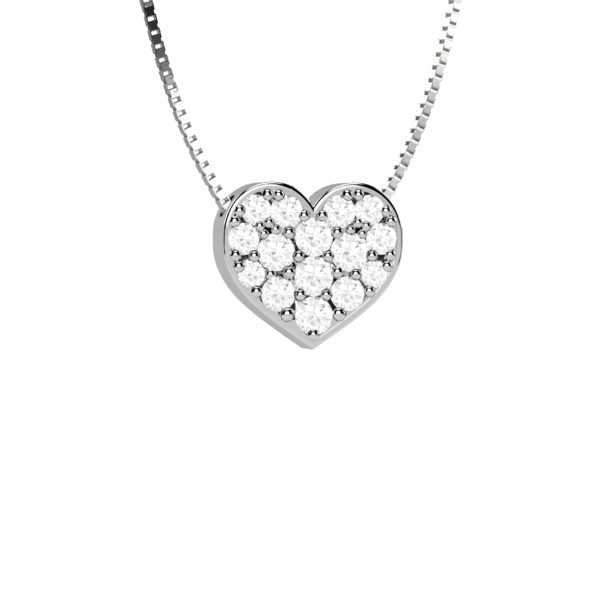 Pendente cuore in oro bianco 18KT con pavé di diamanti