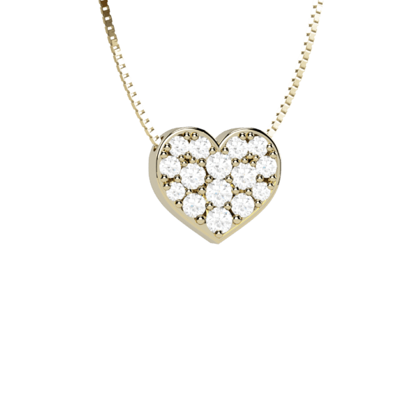 Pendente cuore in oro giallo 18KT con pavé di diamanti