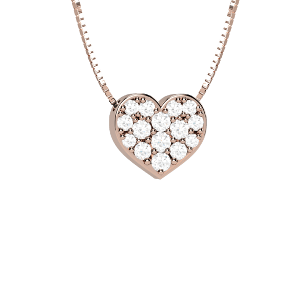 Pendente cuore in oro rosa 18KT con pavé di diamanti