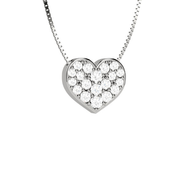 Pendente cuore in oro bianco 18KT con pavé di diamanti