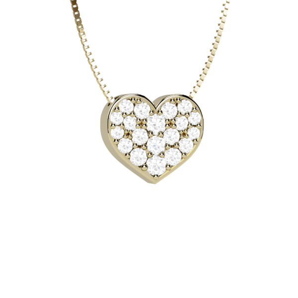 Pendente cuore in oro giallo 18KT con pavé di diamanti