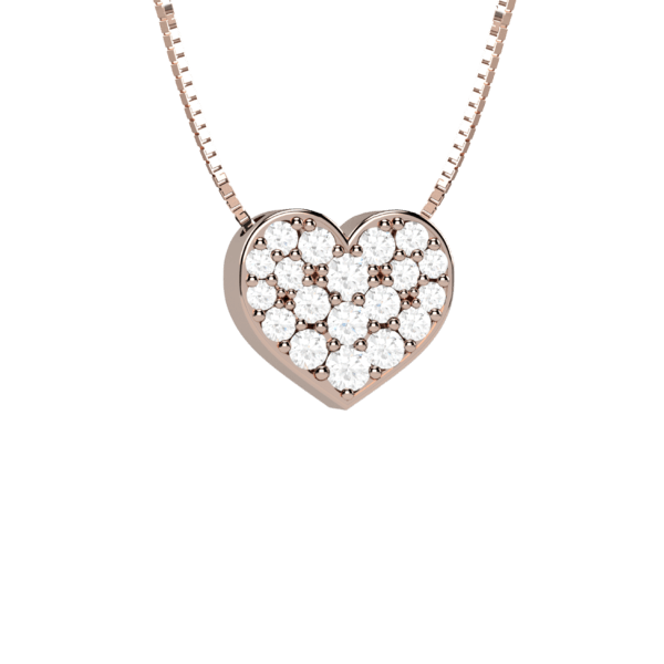 Pendente cuore in oro rosa 18KT con pavé di diamanti