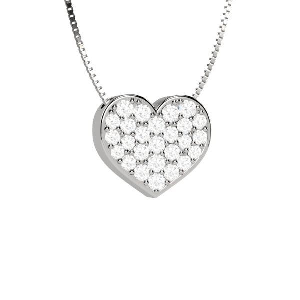 Pendente cuore in oro bianco 18KT con pavé di diamanti
