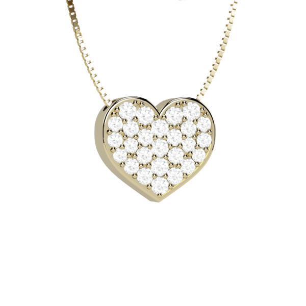 Pendente cuore in oro giallo 18KT con pavé di diamanti