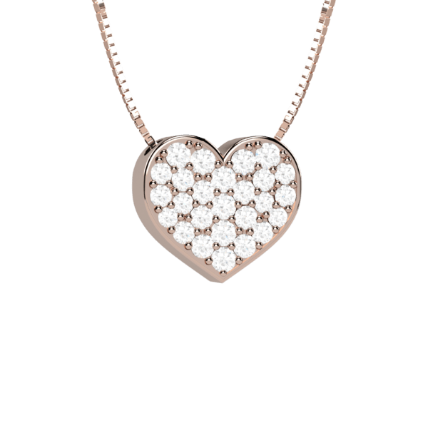 Pendente cuore in oro rosa 18KT con pavé di diamanti